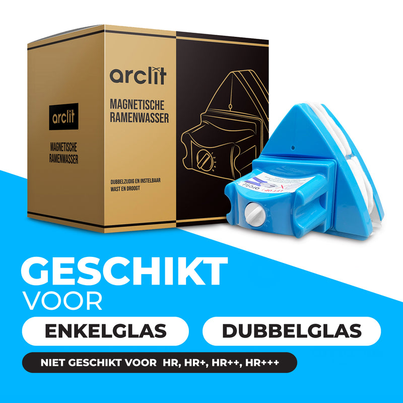 arclit® | Magnetische ramenwasser 4-24mm | Geschikt voor dubbelglas | Wast en droogt | Dubbelzijdige raamwisser | Verstelbare ruitenreiniger