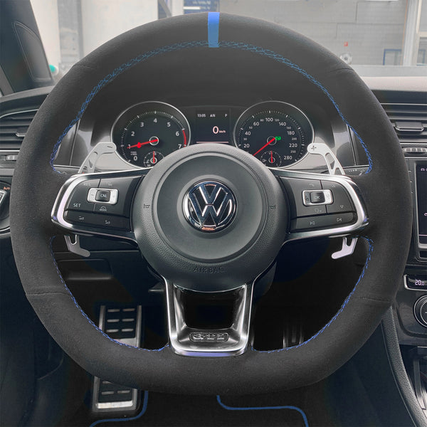 JDtuning® | Golf 7 Premium Alcantara stuurhoes | DSG GTI R Scirocco Passat Volkswagen – Blauw
