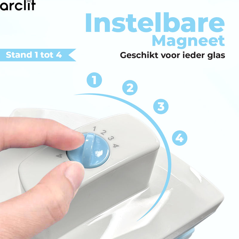 Arclit® | Magnetische ramenwasser 15-42mm Triple Glas | Geschikt voor Dubbel en Driedubbelglas HR / HR+++ | Verstelbare ruitenreiniger & Raamwisser