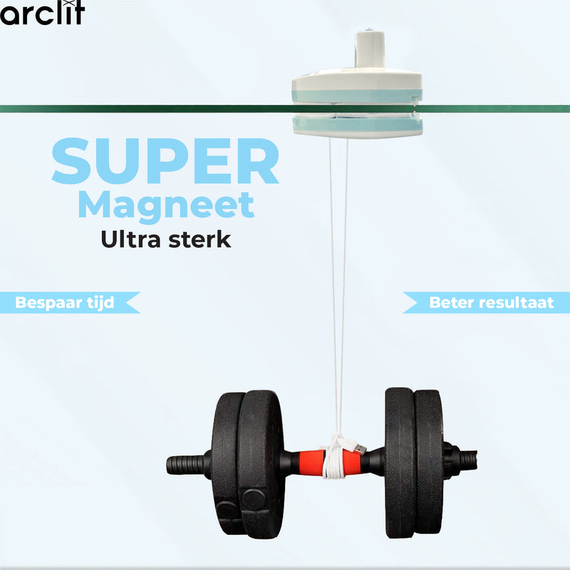 Arclit® | Magnetischer Fensterreiniger 15-42 mm Dreifachglas | Geeignet für Zwei- und Dreifachverglasung HR / HR+++ | Verstellbarer Fensterreiniger und Fensterwischer