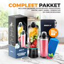 BODYIT® - Draagbare Blender met Extra Accessoires - 700ml – 6 Mesjes – Portable Blender To Go – USB-C - Oplaadbare Blenders met Accu – Draadloze Smoothie & Shake Maker - Zwart