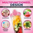 BODYIT® - Draagbare Blender met Extra Accessoires - 700ml – 6 Mesjes – Portable Blender To Go – USB-C - Oplaadbare Blenders met Accu – Draadloze Smoothie & Shake Maker - Roze