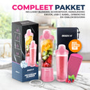 BODYIT® - Draagbare Blender met Extra Accessoires - 700ml – 6 Mesjes – Portable Blender To Go – USB-C - Oplaadbare Blenders met Accu – Draadloze Smoothie & Shake Maker - Roze