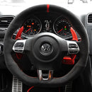 JDtuning® | Premium Alcantara Lenkradbezug | Passend für Golf 6 DSG GTD GTI R Scirocco Passat Polo Tiguan Volkswagen - Rot/Blau