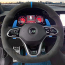 JDtuning® | Premium Alcantara Lenkradbezug | Passend für Golf 8 DSG GTI R Polo Tiguan Passat Volkswagen - Rot/Blau