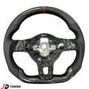 JDtuning® | Hochwertiges individuelles Carbon-Lenkrad | Perforiertes Leder | Schwarze Nähte | Rote 12-Uhr-Markierung | Passend für Volkswagen Golf/GTI/R/R-Line/Polo/Scirocco III/Passat/Caddy | 2009 – 2013