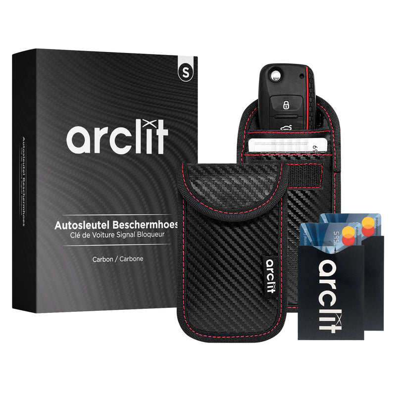 Arclit® Keyless Entry Autoschlüssel Anti-Diebstahl RFID Schutzhülle - Carbon - Größe S