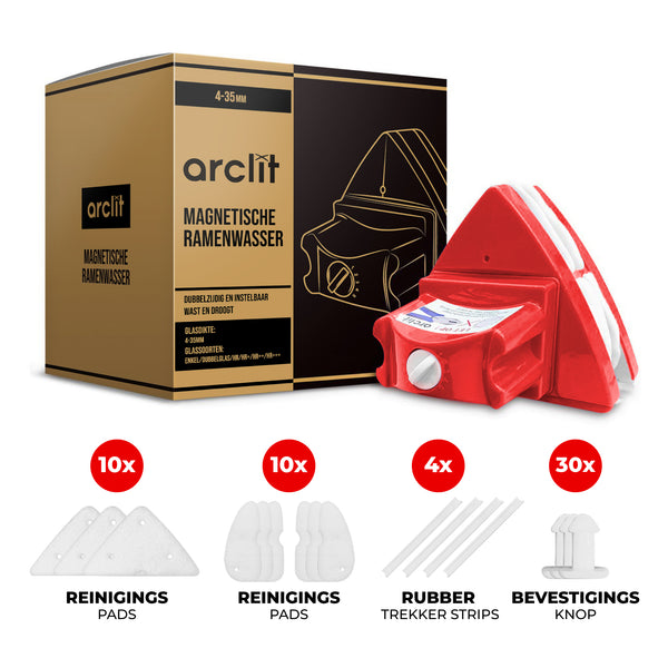 Arclit® | Magnetische ramenwasser 4-35mm | Geschikt voor HR / HR+++ | Verstelbare ruitenreiniger & Raamwisser